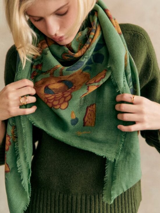 Sezane Accessories - Sézane NWT Pio Scarf in Sea Green/Retro Flowers